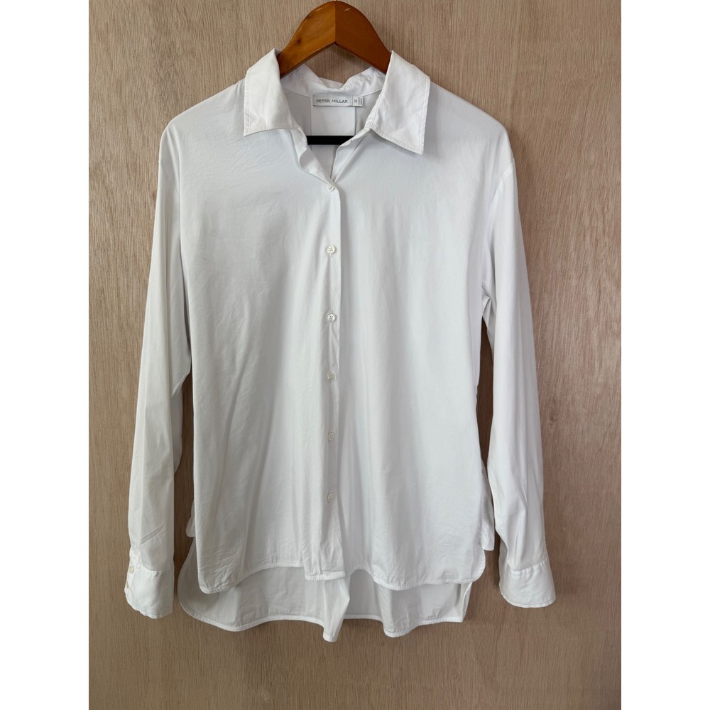 Peter Millar White Button Down Shirt Medium Long Sleeve South Capital Logo